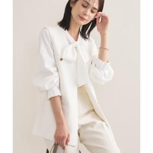 「2点セット／洗える／セレモニー」ツイードジレ＆ボウタイブラウス レディース