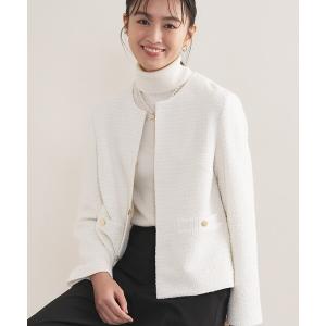 ジャケット ノーカラージャケット 「セレモニー／洗える」ミックスツイードライトジャケット レディース