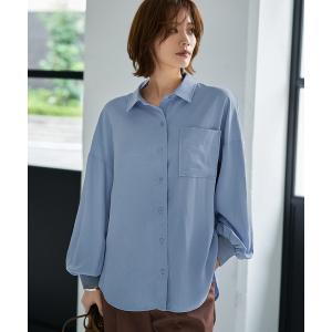 ブラウス シャツ シワFREEスルスル袖リブシャツ レディース