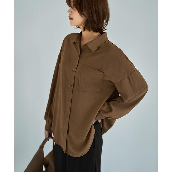 ブラウス シャツ シワFREEスルスル袖リブシャツ レディース