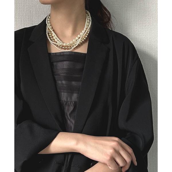 ネックレス 5連 フェイクパール ネックレス シルバー ゴールド 結婚式 パーティー レディース