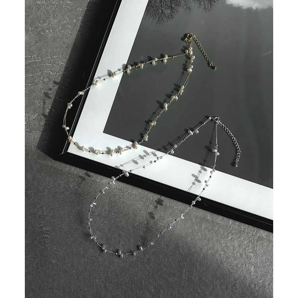 ネックレス 天然淡水パールデザイン ネックレス シルバー ゴールド 結婚式 パーティー レディース