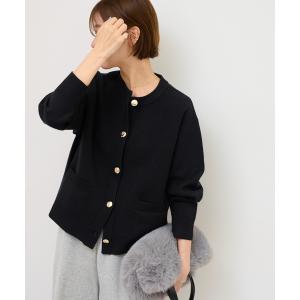 カーディガン 「追加」ダブルニットメタルボタンカーディガン レディース