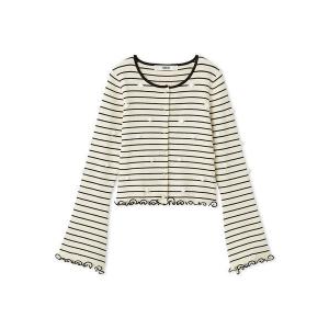 カーディガン プティフラワーボーダーカーディガン レディース