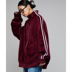 コート アウター 「ユニセックスデザイン」 ラインベロアジャージ/裏起毛 レディース