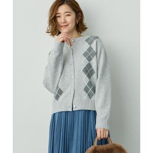 カーディガン アーガイルニットカーディガン「洗える」 レディース