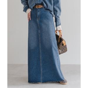 デニムスカート サイドゴムデニムロングスカート