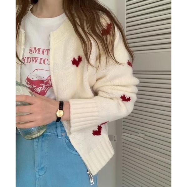 カーディガン DOUBLE ZIP UP LOVE KNIT CARDIGAN レディース