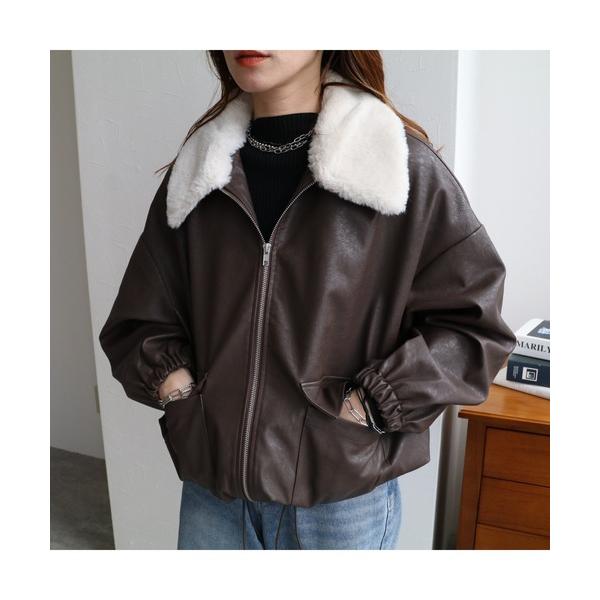 ブルゾン アウター ZOZOTOWN店限定ファー衿フィクレザーブルゾン レディース