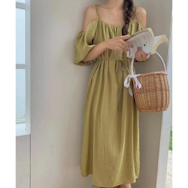 「R」 半袖ワンピース MEDIUM グリーン レディース