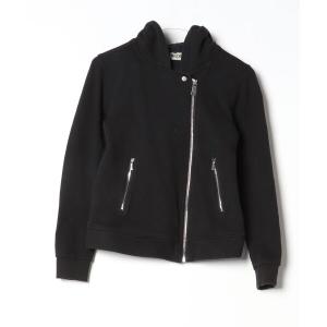 「MOSCHINO」 ジップアップパーカー 12Y ブラック レディース