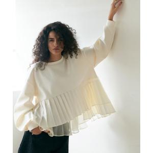 トレーナー スウェット プリーツレイヤードぺプラム レディース