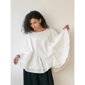 tシャツ アングルラインぺプラムトップス レディース