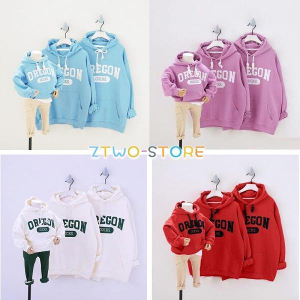 春秋冬 親子ペアルック ベビー 親子コーデ 帽子 付き パーカー 長袖 親子コーデ 家族お揃い ペア...