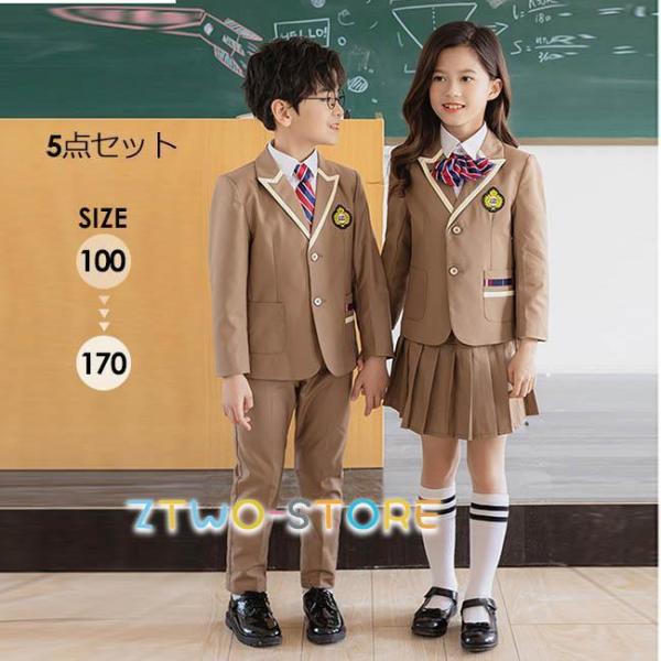 フォーマルスーツ キッズ 男の子 女の子 卒園 入学  男児スーツ 5点セット セットアップ スーツ...