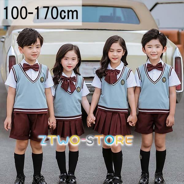 学生服 幼稚園 小学校 女の子 男の子 スクール服 ワンピース 半袖 キッズ スーツ 子供スーツ 可...