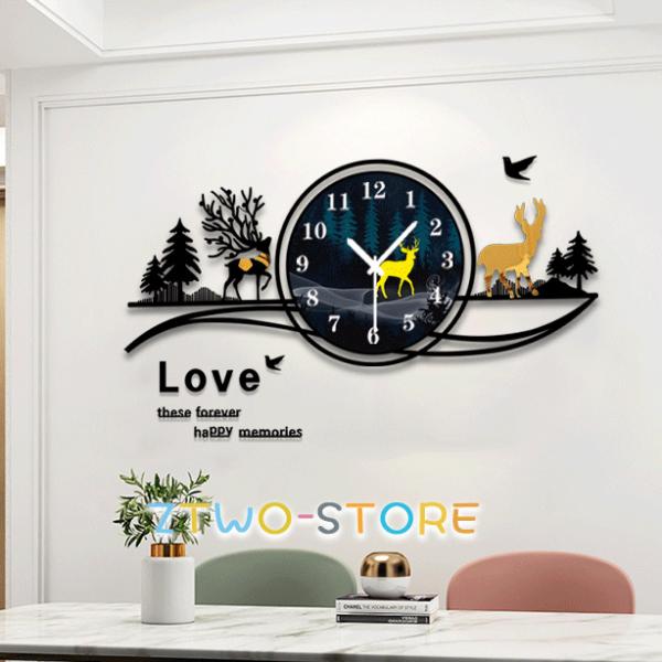 大きな森中 壁掛け時計 掛け時計 かけ時計 おしゃれ 壁飾り 北欧 おしゃれ ウォールクロック プレ...