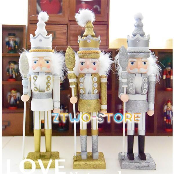 木工品 くるみ割り人形く ドイツ キャンデー 兵士 きらきら ゴールド シルバー 人形 35cm 人...