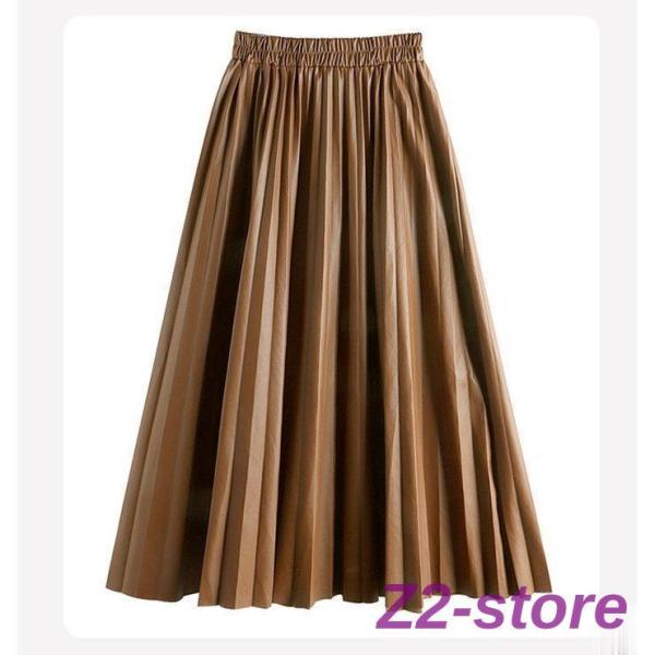 ロングスカート マキシカート エコレザー レディース ロング マキシ フレアスカート プリーツ Aラ...