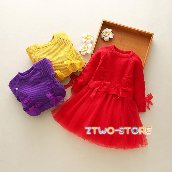 子供服メリヤス ワンピース キッズ 女の子厚手 長袖 おしゃれ 秋冬 韓国子供服 ジュニア  ワンピ...