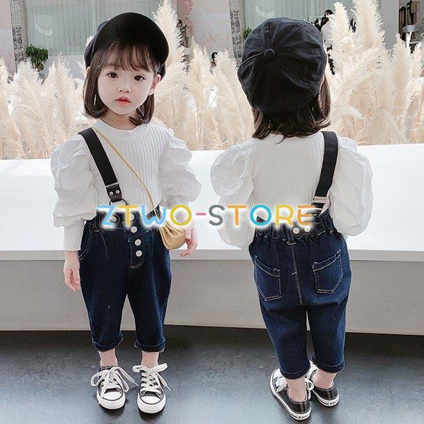 子供服 セットアップ キッズ 女の子 長袖 春服 無地 デニムパンツ サロペット 韓国子供服 ベビー...