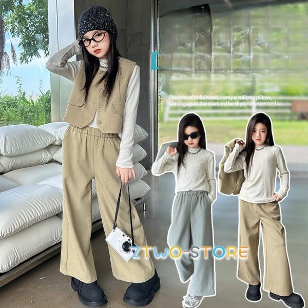 入学式 パンツスーツ 女の子 チェック 柄 フォーマルスーツ 韓国 子供服 子供スーツ キッズ ブラ...