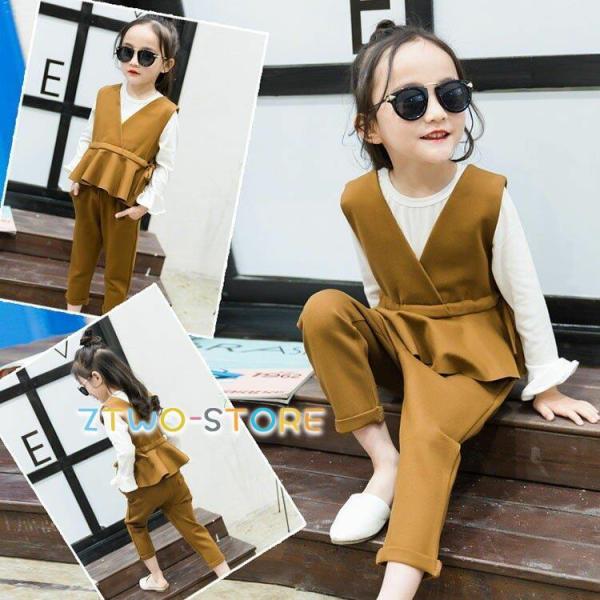 卒業式 パンツスーツ 入学式 子供服 女の子 スーツ ベスト セット 女の子 フォーマル キッズ 結...