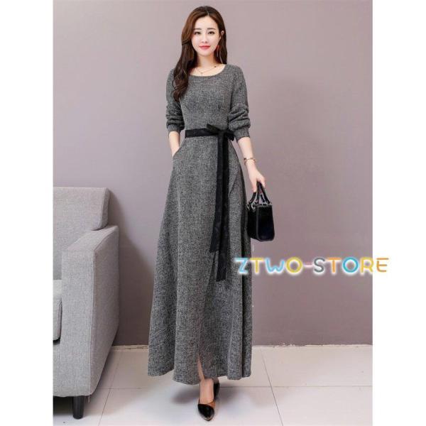 ワンピース ドレス ロング パーティードレス 結婚式 お呼ばれドレス 袖あり 長袖 フォーマル ウエ...