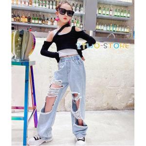 キッズダンス衣装 セットアップ デニムパンツ ...の詳細画像1