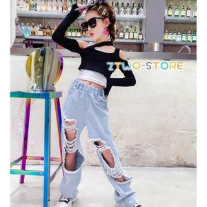 キッズダンス衣装 セットアップ デニムパンツ ...の詳細画像3