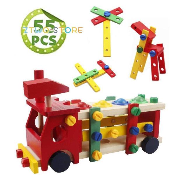 木製おもちゃ 知育玩具 組み立ておもちゃ はじめての大工さんごっこ トラック カラフル 色彩認知 指...