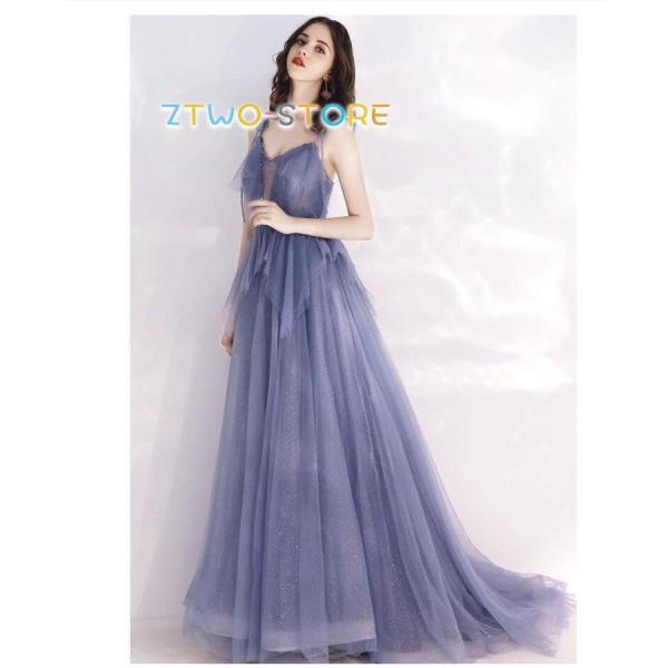 ロングドレス キャミソールワンピース パーティードレス ワンピース 結婚式 ウエディングドレス フォ...