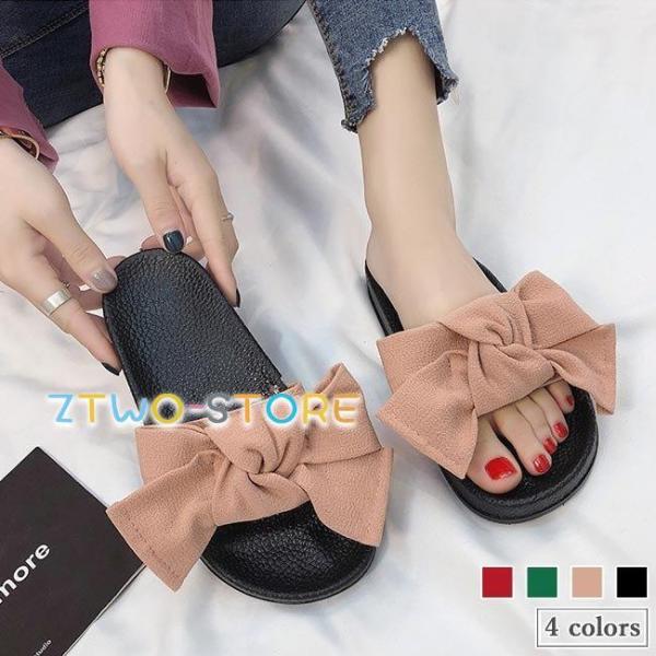 レディース シューズ サンダル リボン コンフォートサンダル リボンモチーフサンダル ビーチサンダル...