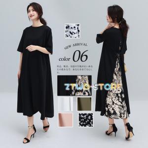 ワンピース レディース ロング丈 半袖 夏 春秋 春物 花柄aラインスカート レイヤード風 異素材切替 ウェストリボン付き 体型カバー オシャレ 韓国風 お出かけ Ztwo05 Xj60 Z2ストア 通販 Yahoo ショッピング