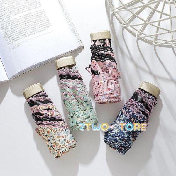 軽量日傘 折りたたみ傘プリンセス風 レディース おしゃれ 水兵風花柄 晴雨兼用 3段折りたたみ傘 レ...