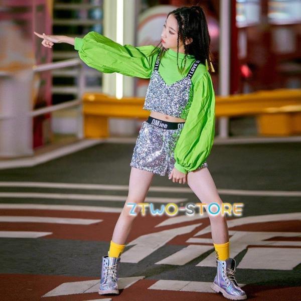 キッズダンス衣装 ヒップホップ 女の子 ステージ衣装 ダンス衣装 韓国子供服 HIPHOP 応援団 ...