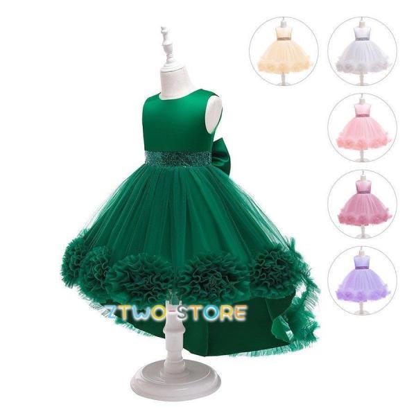 【6色展開】子供ドレス 発表会 結婚式  フォーマル キッズ ドレス フィッシュテールドレス 後ろロ...