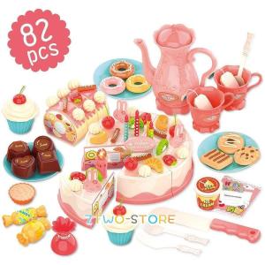 DIYフルーツケーキ 音と光で パン チョコレート キャンディー アフタヌーンティーセット ままごと キッチン ごっこ遊び 知育玩具 食べ物認知 おもちゃ｜Z2ストア