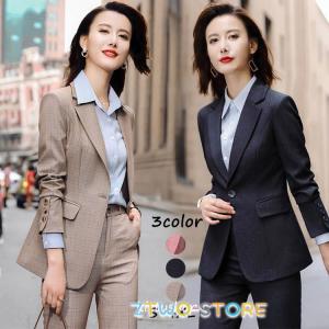 チェック パンツスーツ レディース セットアップ スーツ ジャケット