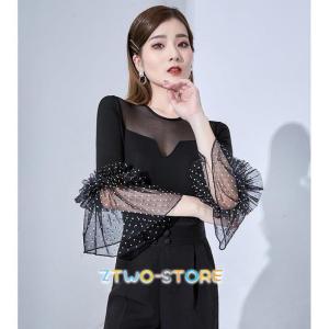 社交ダンス トップス（単品） 上着 フリル 競技着 ラテンダンス