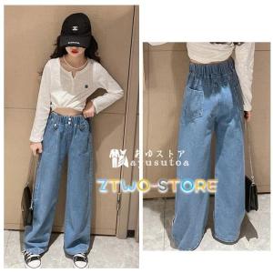 子供パンツ 女の子 デニムパンツ デニムワイド...の詳細画像3