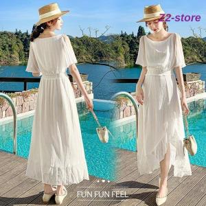 ワンピース レディース 40代 マキシワンピース 春 夏 ワンピース 白シフォン スリットフレアスカート オシャレ韓国風 大人上品 30代 結婚式ドレス お出かけ Ztwo11 Dq191 Z2ストア 通販 Yahoo ショッピング
