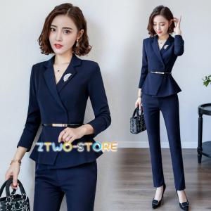 パンツスーツ レディース ビジネスフォーマルスーツ黒