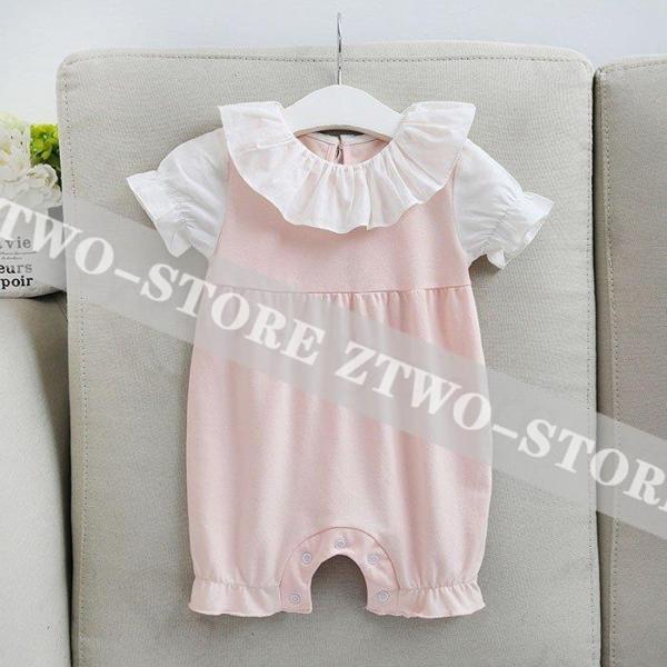 新作 キッズ ロンパース シンプル ベビー服 子供服 女の子 夏服 可愛い お出かけ 出産祝い プレ...