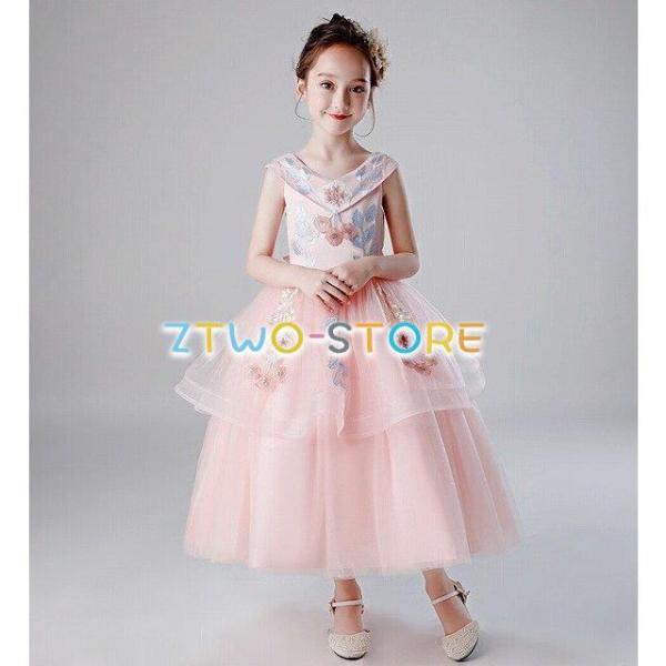 子供ドレス　女の子ドレス　子供フォーマルドレス　フラワーガール　ピンク　女の子花ドレス　ピアノ発表会...