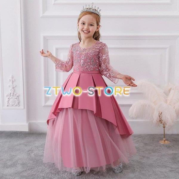 子供ドレス　女の子ドレス　子供フォーマルドレス　　フラワガール　ホワイト　ゴールド　ワインレッド　グ...