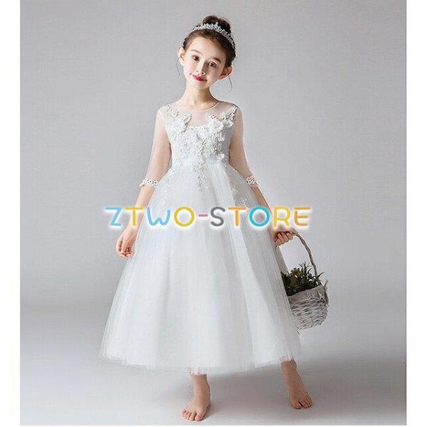 子供ドレス　女の子ドレス　子供フォーマルドレス　フラワーガール　ホワイト ピンク ライトブルー　女の...