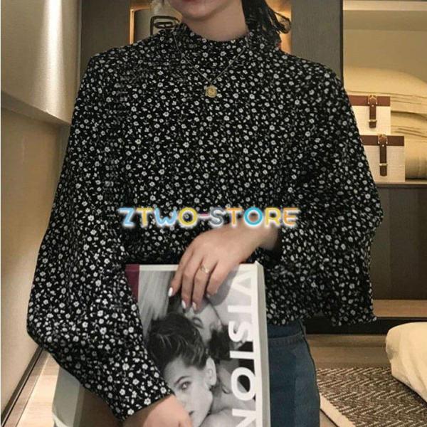 レディース ブラウス 長袖 シャツ トップス インナー 小花柄 フローラルブラウス カジュアル レト...