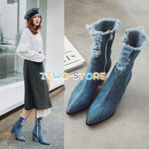ショートブーツ レディース ブーツ デニム 無地 靴 疲れない ブーツ おしゃれ 秋冬 旅行 歩きやすい 美脚ブーツ Ztwo1330 Xz66 Z2ストア 通販 Yahoo ショッピング