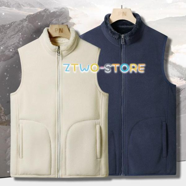 ベスト メンズ レディース フリースベスト フリース 保温 暖か 裏起毛 立ち襟 ノースリーブ ジッ...